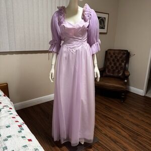 VTG Dance Allure Gown Prom Dress Womens 7/8 Lavender Pageant Bridal 80s USA‎ NWT